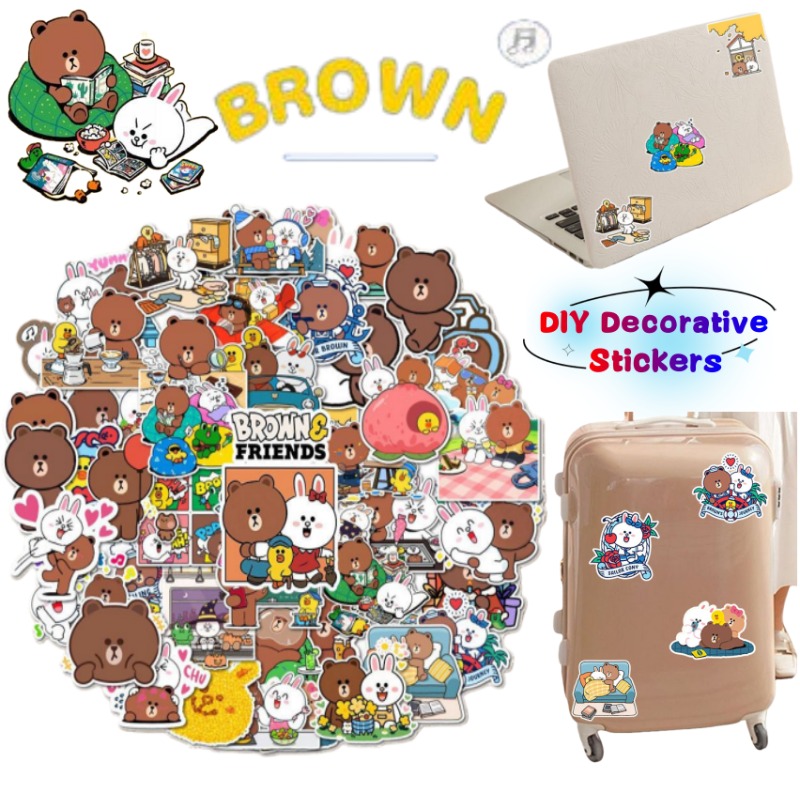 Luggage Cover Protector - Stiker Dekoratif Gaya Anime LINE FRIENDS