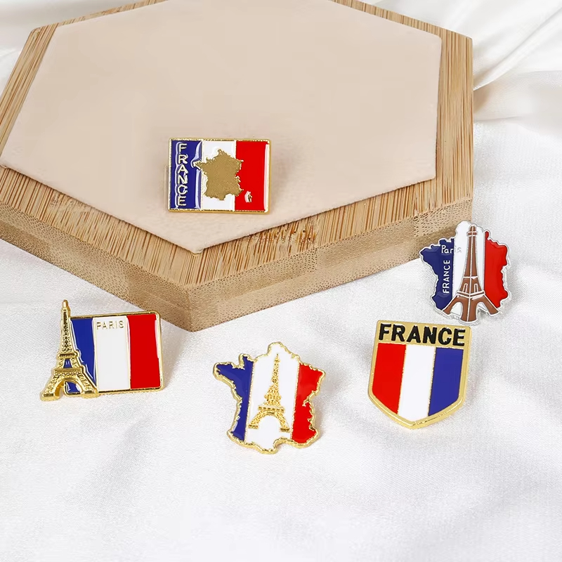 Travel Accessories Jewelry - Pin Enamel Bendera Prancis, Bros Peta